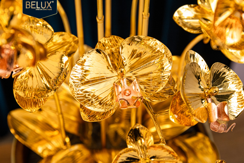 Chậu Lan Vượng Mã mạ vàng 24k cao 62cm